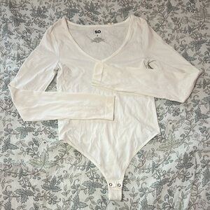 SO White Fitted Long Sleeve Bodysuit